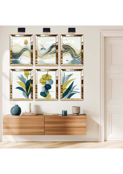 MODERN ÇİZİM DOĞA TEMA 6'LI PLEKSİ KENAR MDF TABLO SETİ