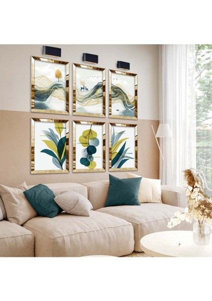 MODERN ÇİZİM DOĞA TEMA 6'LI PLEKSİ KENAR MDF TABLO SETİ fiyatları