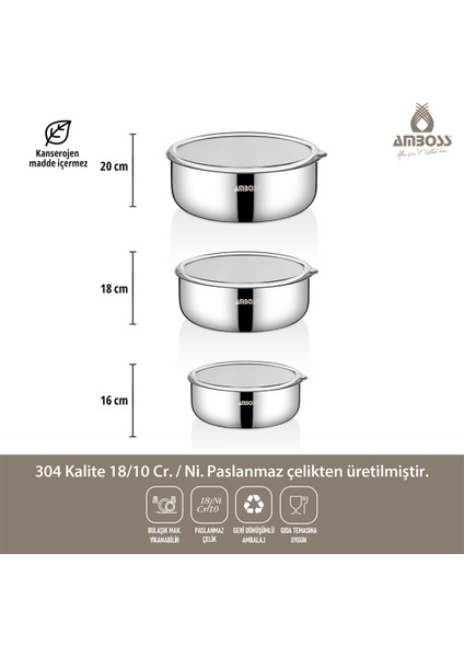 20 Parça Master Prime Paslanmaz Çelik Tencere Çeyiz Seti & Çelik Saklama Kabı