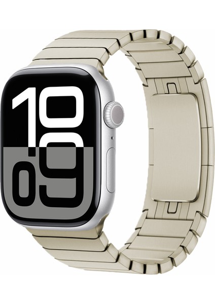 Apple Watch 10 46MM Uyumlu Krd-35 Metal Kordon-Starlight