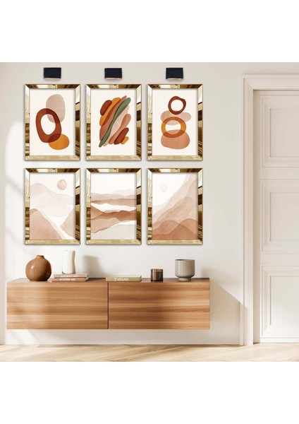 KOLAJ ÇİZİM NATÜREL TEMA 6'LI PLEKSİ KENAR MDF TABLO SETİ