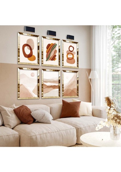 KOLAJ ÇİZİM NATÜREL TEMA 6'LI PLEKSİ KENAR MDF TABLO SETİ fiyatları