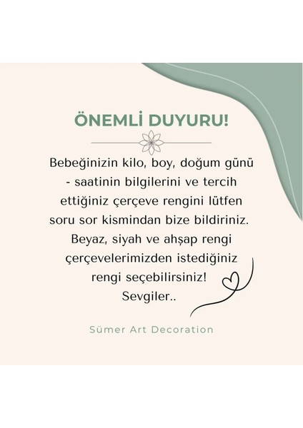 Çerçeveli Bebek Doğum Panosu, Bebek Odası Poster, Çocuk Odası Dekorasyonu