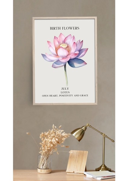 Çerçeveli, Temmuz Ayı Çiçeği Lotus Tablo, Pinterest Duvar Dekorasyonu