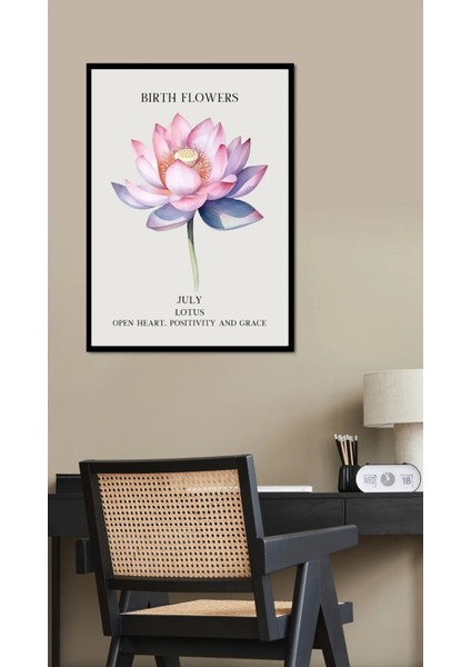 Çerçeveli, Temmuz Ayı Çiçeği Lotus Tablo, Pinterest Duvar Dekorasyonu