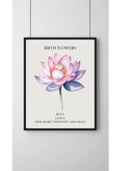 Çerçeveli, Temmuz Ayı Çiçeği Lotus Tablo, Pinterest Duvar Dekorasyonu