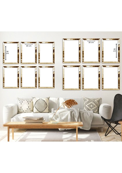 MODERN ÇİZİM ÇİÇEK VE YAPRAK DESEN 6'LI PLEKSİ KENAR MDF TABLO SETİ