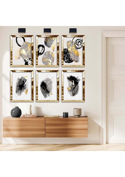 KOLAJ ÇİZİM MODERN TEMA 6'LI PLEKSİ KENAR MDF TABLO SETİ