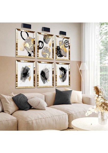 KOLAJ ÇİZİM MODERN TEMA 6'LI PLEKSİ KENAR MDF TABLO SETİ fiyatları
