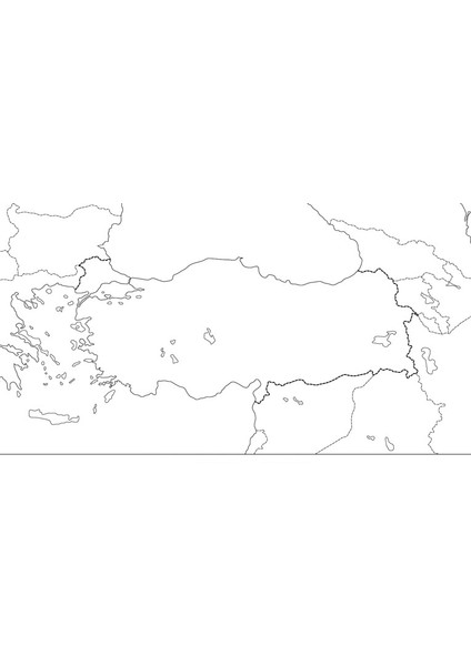 A3 Boy Dilsiz Türkiye ve Komşuları Haritası Renksiz 10 Adet
