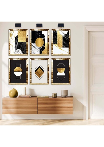 GEOMETRİK DESEN 6'LI PLEKSİ KENAR MDF TABLO SETİ