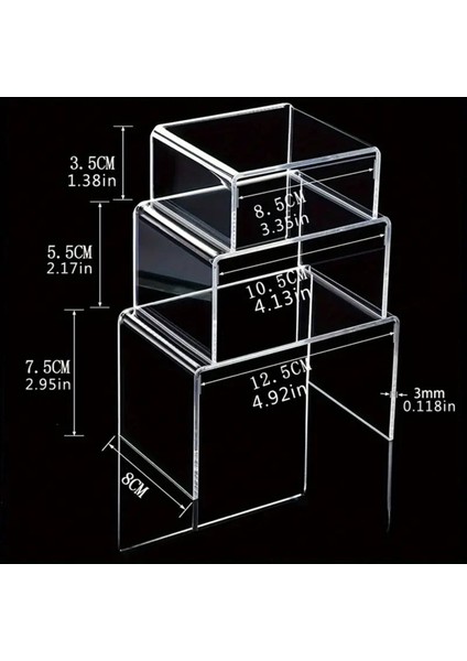3'lü Şeffaf Pleksi Teşhir Standı