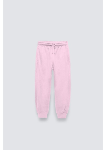 Pembe Beli Lastikli Paçası Lastikli Pamuklu Nefes Alan Nature Concept Regular Fit Jogger Füme Çocuk Eşofman Altı