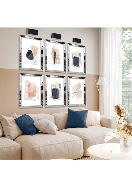 KOLAJ ÇİZİM SOYUT TEMA 6'LI PLEKSİ KENAR MDF TABLO SETİ fiyatları