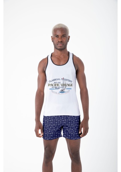 Desenli Sıfır Kol Nefes Alan Kumaş Erkek Atlet modelleri