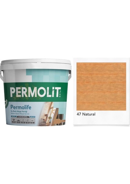 Permolife Su Bazlı Parlak Ahşap Vernik - Natural - 0.75 Lt.