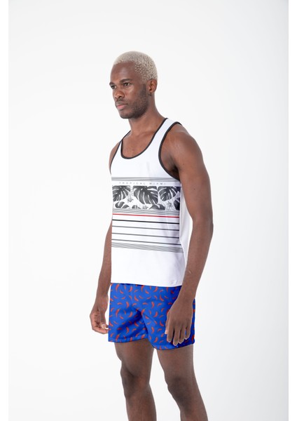 Desenli Sıfır Kol Nefes Alan Kumaş Erkek Atlet modelleri