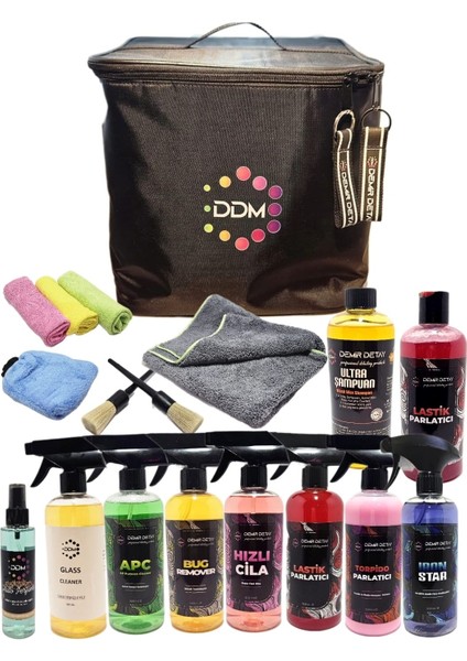 Ddm Car Detailing Kit 17 Pcs - Ddm Çantalı Detay Seti 17 Parça