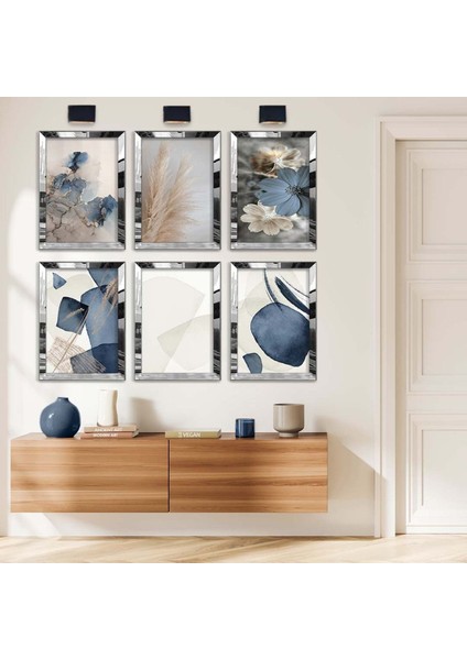 MODERN ÇİZİM VE GEOMETRİK DESEN 6'LI PLEKSİ KENAR MDF TABLO SETİ