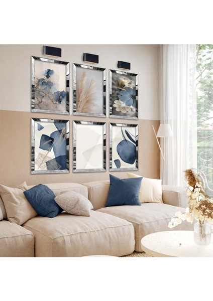 MODERN ÇİZİM VE GEOMETRİK DESEN 6'LI PLEKSİ KENAR MDF TABLO SETİ fiyatları