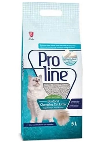 Proline Marsilya Sabun Kokulu Topaklanan Bentonit Kedi Kumu 5 Lt
