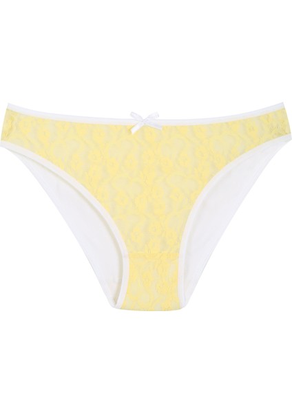 Pamuklu Dantelli 3lü Külot Sarı 40258 fiyatları