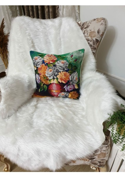 Goblen Pamuk Dokuma Kumaş Yastık Kırlent Kılıfı Pillow