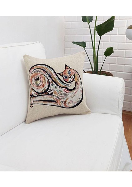 Goblen Pamuk Dokuma Kumaş Yastık Kırlent Kılıfı Pillow