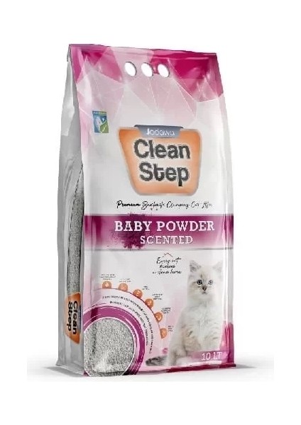 Clean Step Aktif Karbonlu Bebek Pudralı Ince Taneli Topaklanan Bentonit Kedi Kumu 5 Lt