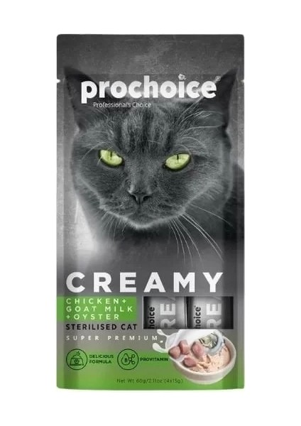 Prochoice Creamy Tavuklu ve Istiridyeli Sıvı Kedi Ödül Maması 15 gr 4 Adet