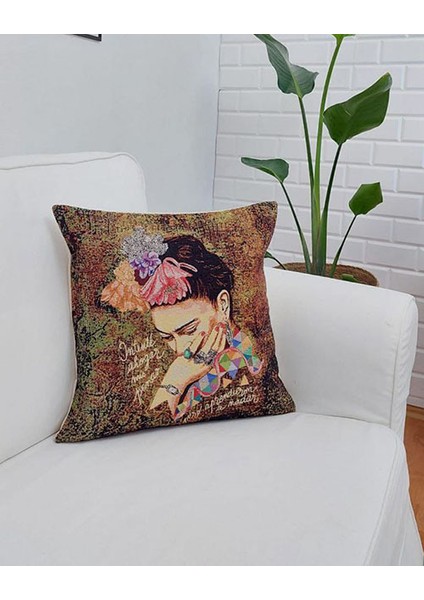 Goblen Pamuk Dokuma Kumaş Yastık Kırlent Kılıfı Pillow