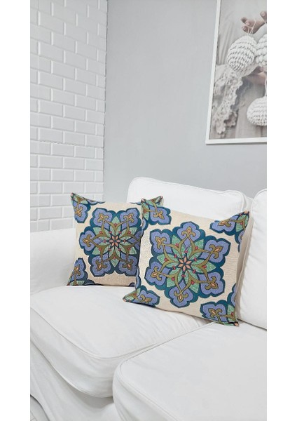 Goblen Pamuk Dokuma Kumaş Yastık Kırlent Kılıfı Pillow