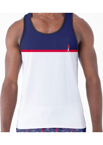 Desenli Sıfır Kol Nefes Alan Kumaş Erkek Atlet