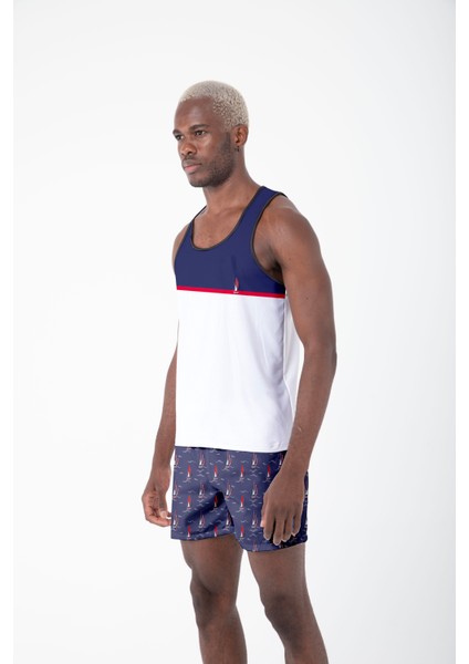 Desenli Sıfır Kol Nefes Alan Kumaş Erkek Atlet modelleri