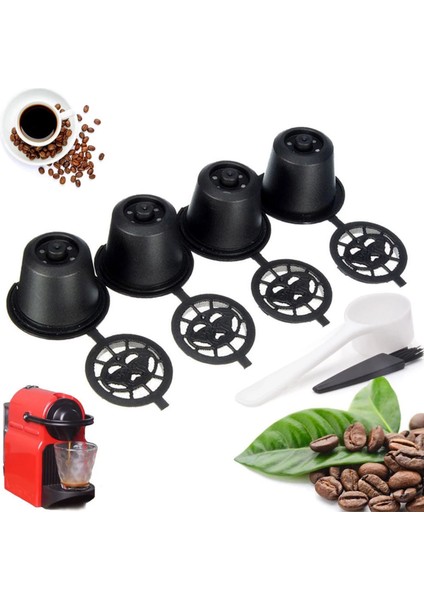 Tekrar Kullanılabilir Nespresso Kahve Kapsülleri Kupası Siyah Yeniden Doldurulabilir Kahve Kapsülü Yeniden Dolum Filtresi Kahve Gereçleri-Siyah (Yurt Dışından)