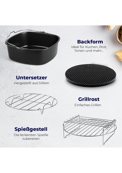 Kare Hava Fritözü Aksesuarları 9 Inç, Cosori Ninja Phillips Tower Instant Pot Tefal Vb 5.6-8.3l Derin Sepetli Hava Fritözü (Yurt Dışından)
