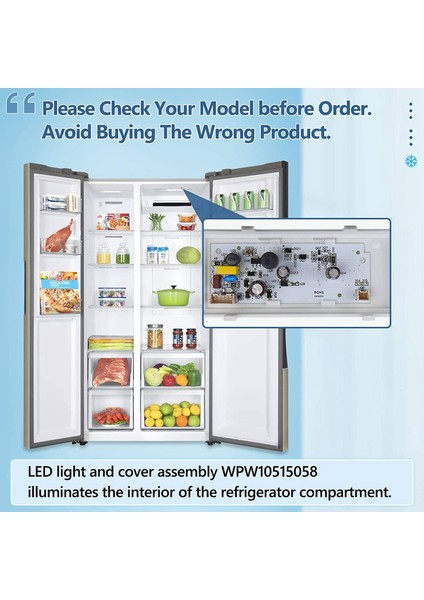 WPW10515058 W10515058 W10522611 LED Işık Whirlpool Kenmore Maytag Buzdolabına Uygun (Yurt Dışından)