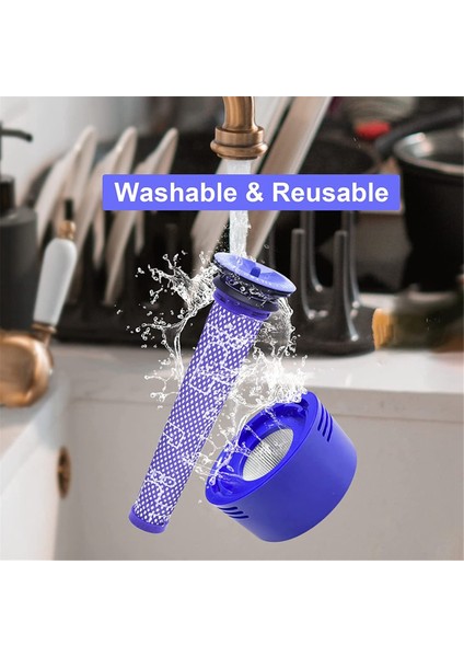 Dyson V7 V8 Elektrikli Süpürge Elektrikli Zemin Fırça Kafası + Ön ve Arka Filtre Aksesuarları Için Yedek Yedek Parçalar (Yurt Dışından)