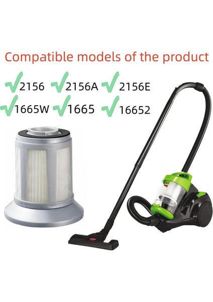 Bissell Zing Torbasız Silindirli Elektrikli Süpürge 2156 2156A 2156E 1665 16652 1665W Parça 1613056 Için Yedek Filtre (Yurt Dışından)