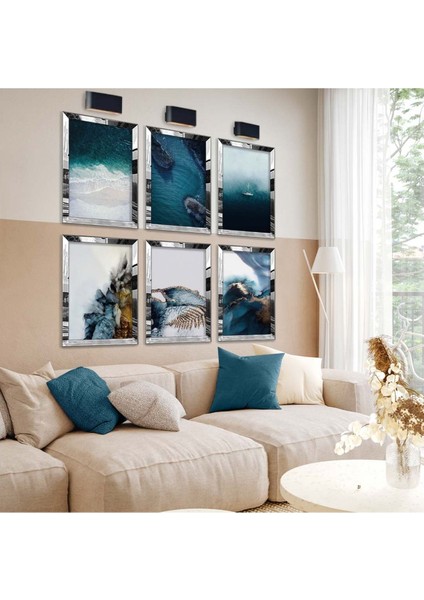 DENİZ VE DALGA TEMA 6'LI PLEKSİ KENAR MDF TABLO SETİ fiyatları