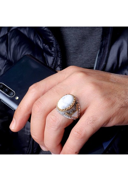 Üçgen Mineli Doğaltaşlı 925 Ayar Erkek Gümüş Yüzük fiyatları