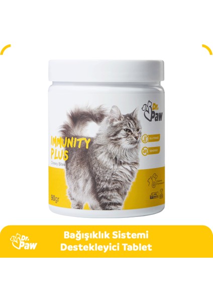 - Immunity Plus Kediler için Vücut Sistemi Destekleyici Çiğnenebilir Tablet (60 adet, 90 gr)