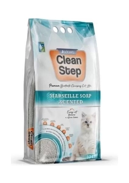 Clean Step Aktif Karbonlu Marsilla Kokulu Ince Taneli Topaklanan Bentonit Kedi Kumu 10 Lt