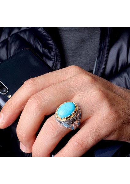 Melek Figürlü Mineli 925 Ayar Erkek Gümüş Yüzük fiyatları