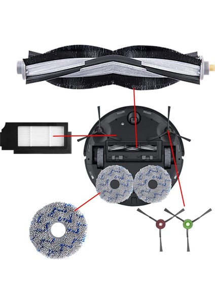 Ecovacs X1 Plus Robotlu Süpürge Için Yedek Yedek Parça Ana Yan Fırça Hepa Filtre Paspas Bez Toz Torbası (Yurt Dışından) fırsatları