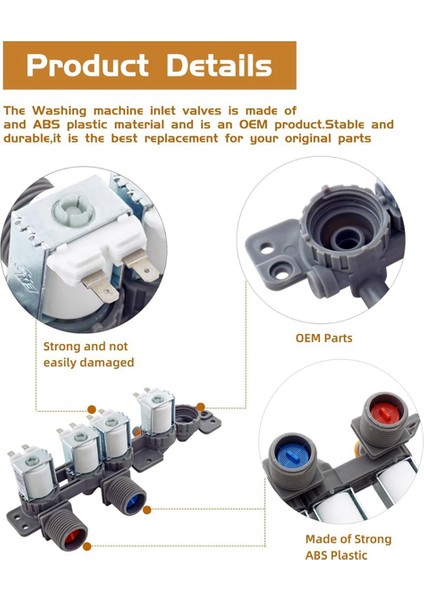 AJU75152602 Lg WT7405CW, WT7305CV, WT7305CW, WT7150CW, WT7250CW, WT7880HWA, WT7300CW, WT7900HBA Için Çamaşır Makinesi Su Giriş Vanası (Yurt Dışından) modelleri