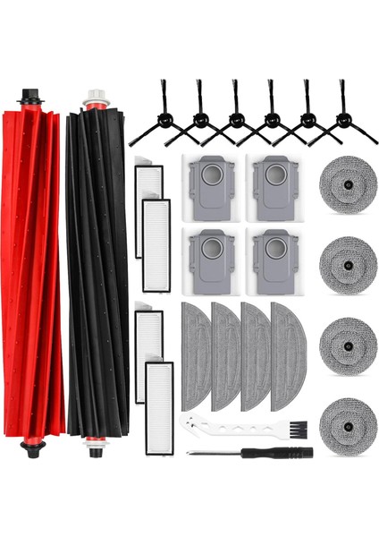 Roborock S8 Maxv Ultra Robot Süpürge Aksesuarları Yedek Parçaları Ana Yan Fırçalar Paspas Bezleri Hepa Filtreler Toz Torbaları (Yurt Dışından)