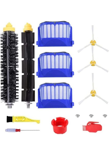 Irobot Roomba 675 677 671 655 645 Filtre, Yan Fırça, Kıl ve Esnek Çırpıcı Fırça Için Uyumlu Yedek Parçalar (Yurt Dışından)