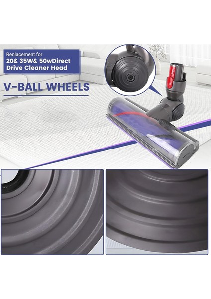 Dyson 35W 50W V6 V7 V8 V10 V11 V12 DC58 DC59 DC62 DC74 Yedek Parçaları Için Bilyalı Tekerlek ve Taban Tekerleği Değişimi (Yurt Dışından) modelleri