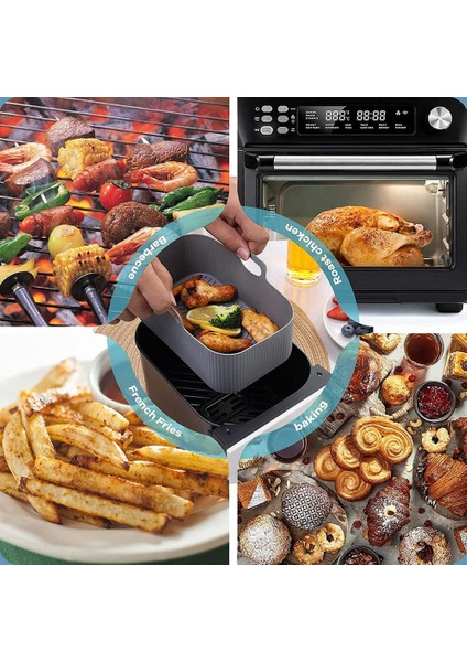 Ninja Hava Fritöz Çift Için Hava Fritöz Gömlekleri, Ninja Hava Fritöz Aksesuarları Için Yeniden Kullanılabilir Hava Fritöz Silikon Astar, Gri (Yurt Dışından) modelleri